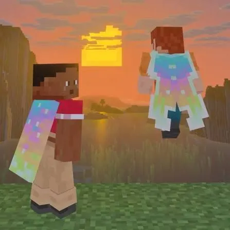 Aurora Cape v Minecraftu na postavě a s elytrou