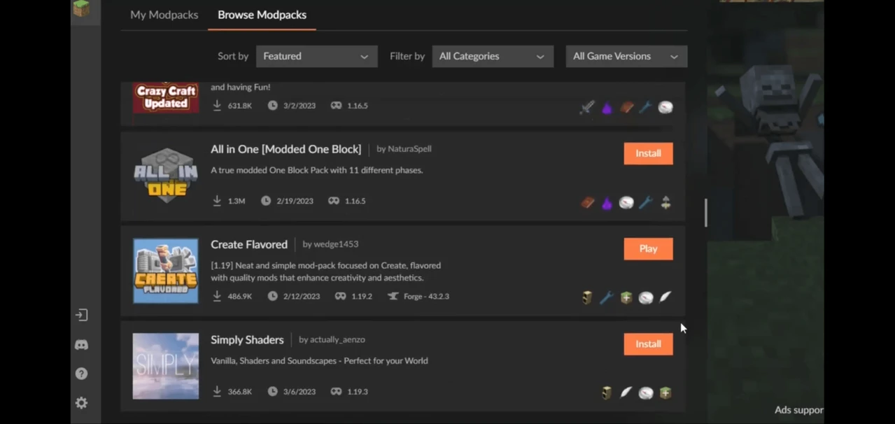 Screenshot modpacku Create  Flavored (1/2)