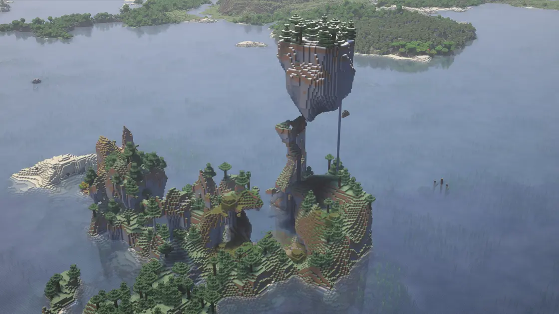 Plovoucí ostrov uprostřed oceánu u velkého Mushroom Islandu