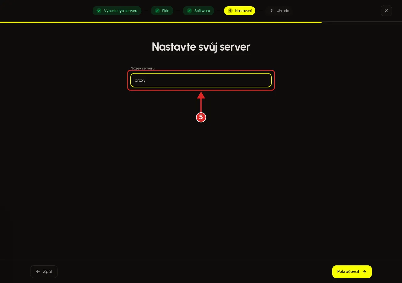 Pole Název serveru s hodnotou proxy