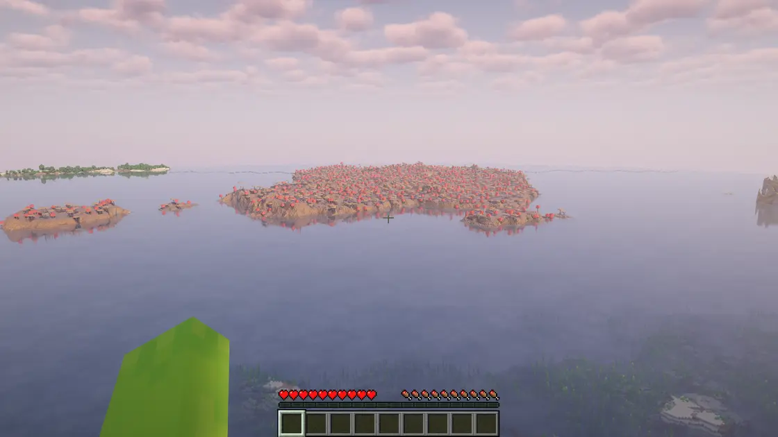 Plovoucí ostrov uprostřed oceánu u velkého Mushroom Islandu