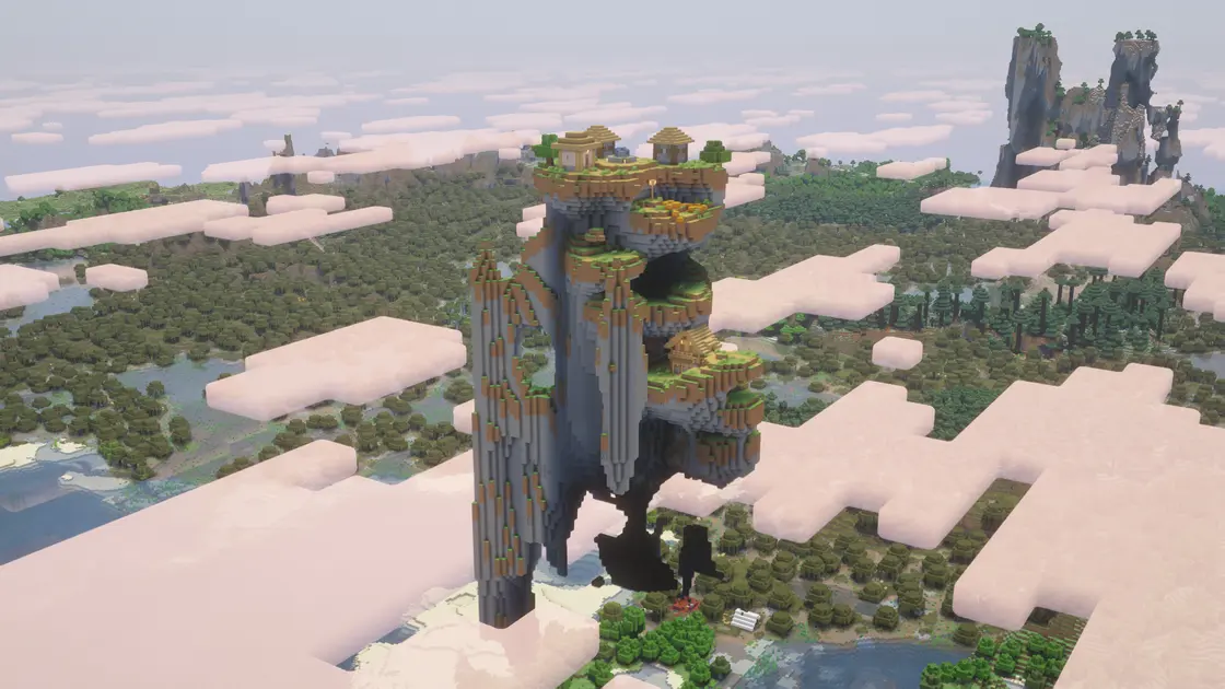 Létající vesnice v Minecraftu
