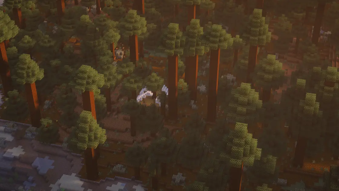 Spruce vesnice na pláži s výbavou na začátek hned u spawnu