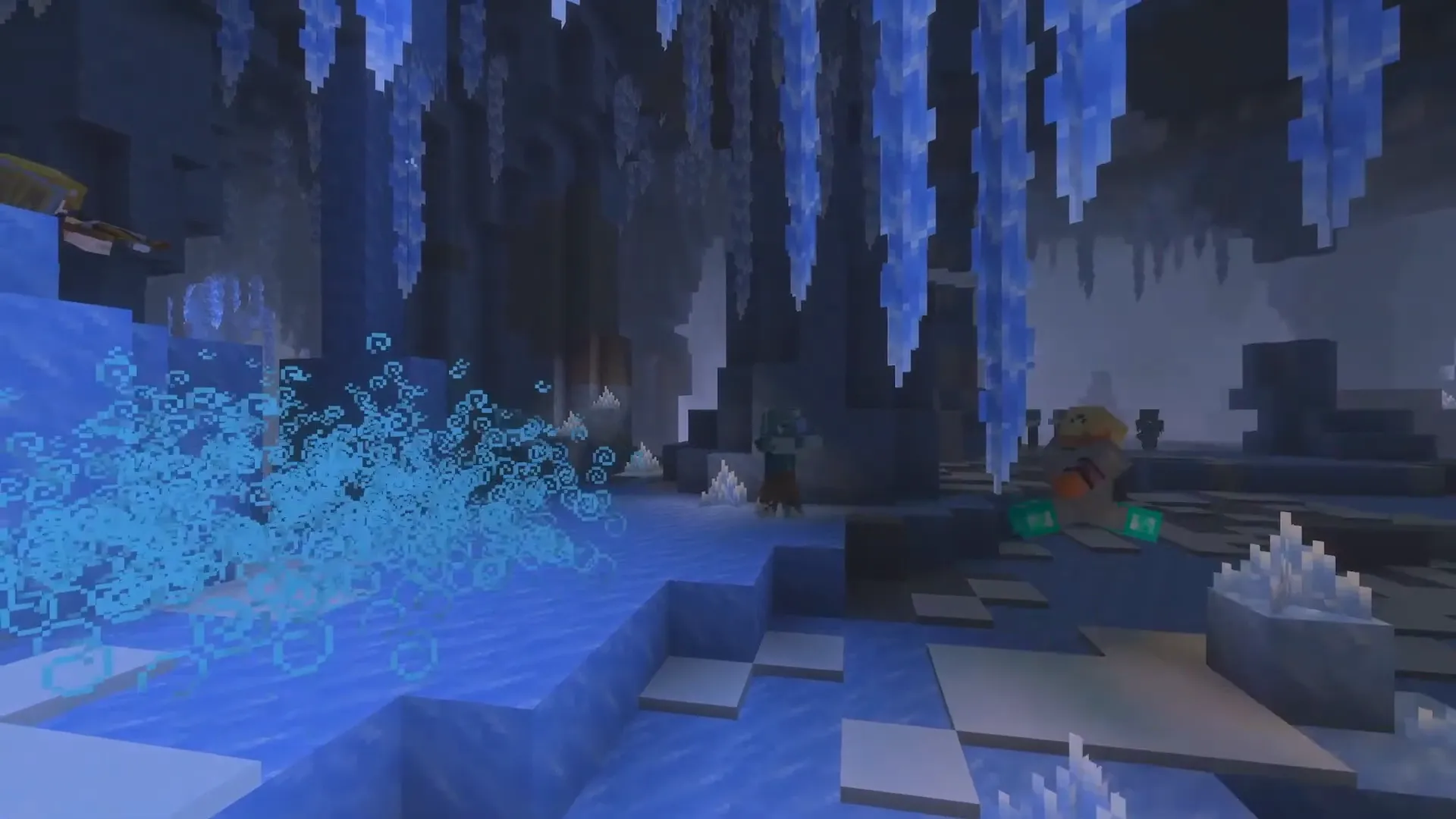 Ice Caves s Frozen Zombie, ledovými krystaly a zmrazovacími částicemi