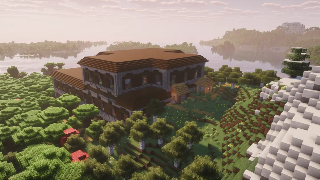 Woodland Mansion s vesnicí uvnitř přímo na spawnu
