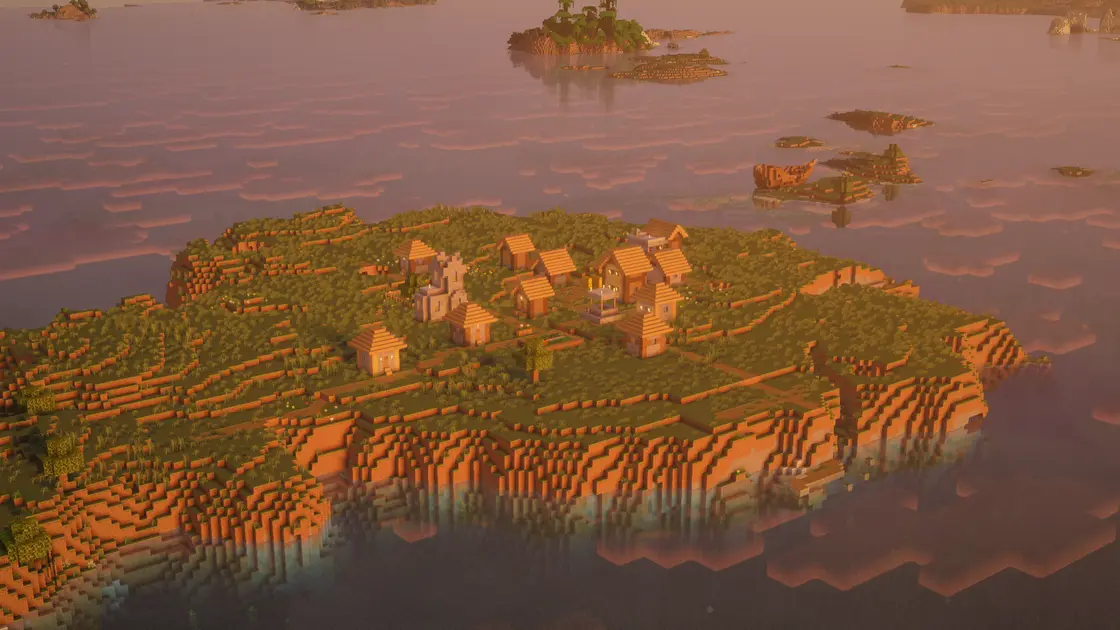 Spawn na ostrově s vesnicí uprostřed oceánu