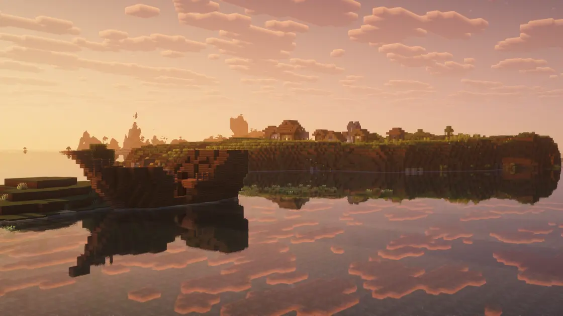 Spawn na ostrově s vesnicí uprostřed oceánu