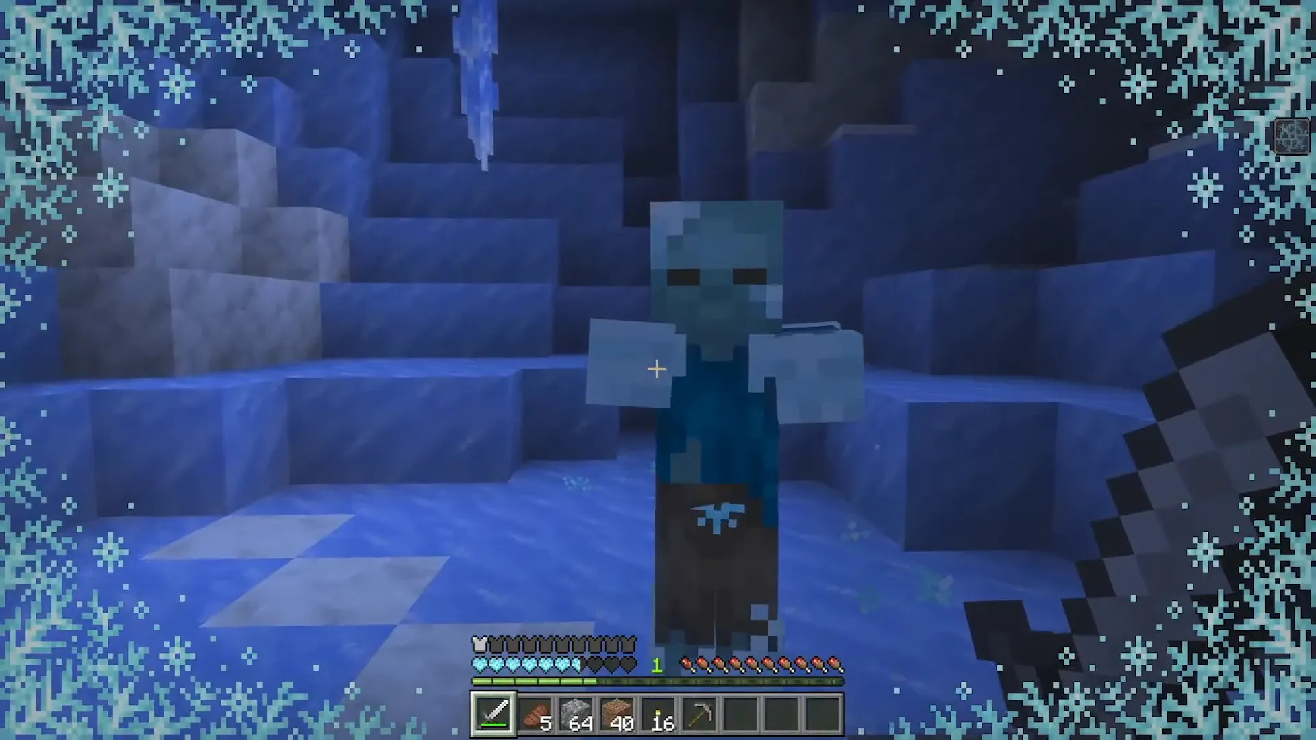 Souboj s Frozen Zombie v Ice Caves z pohledu hráče, Minecraft LIVE 2026