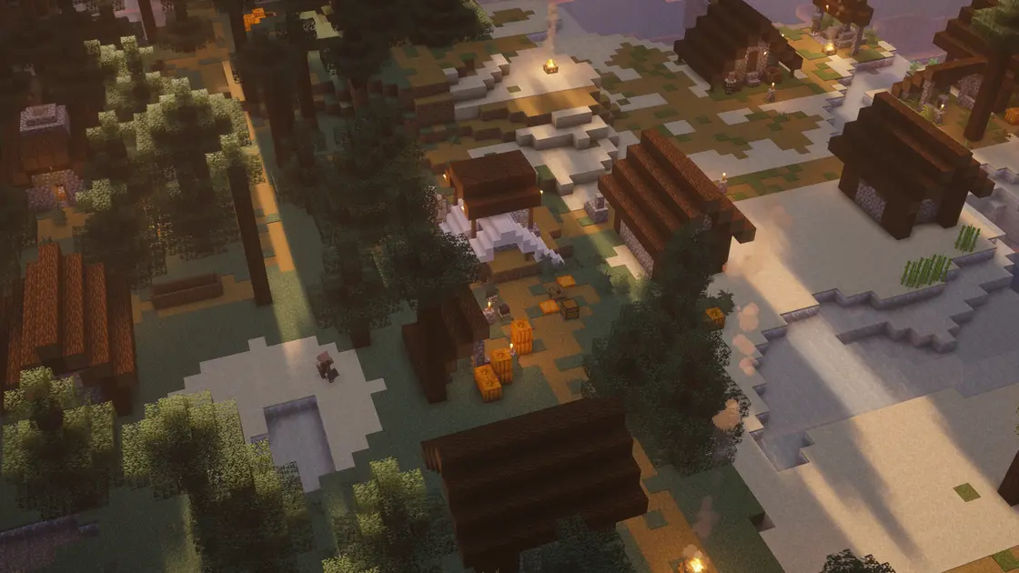 Spruce vesnice na pláži s výbavou na začátek hned u spawnu