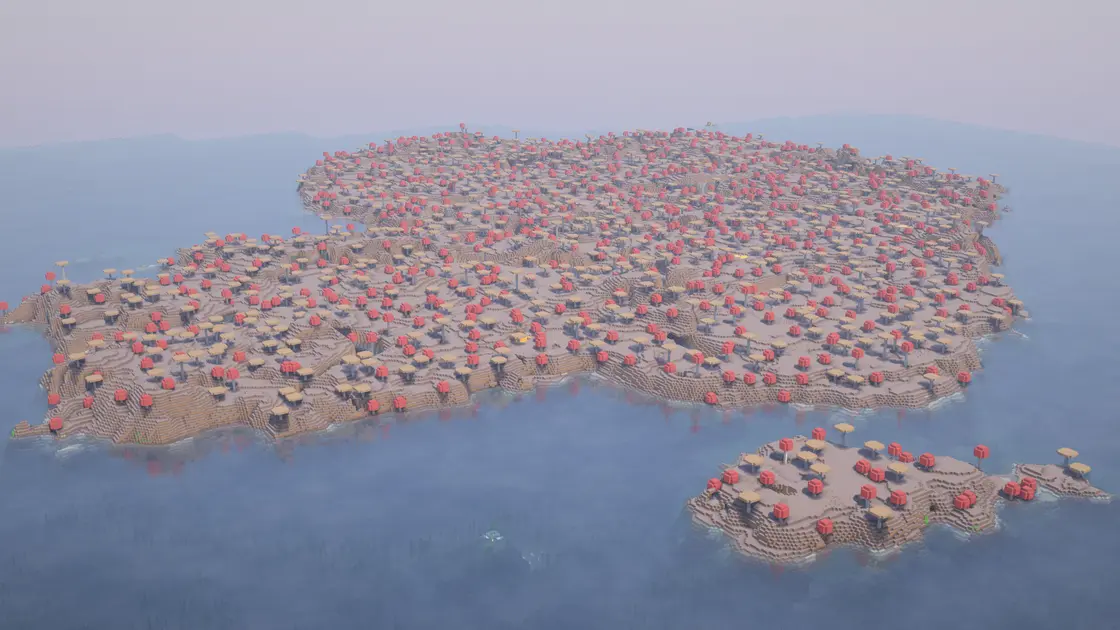 Plovoucí ostrov uprostřed oceánu u velkého Mushroom Islandu