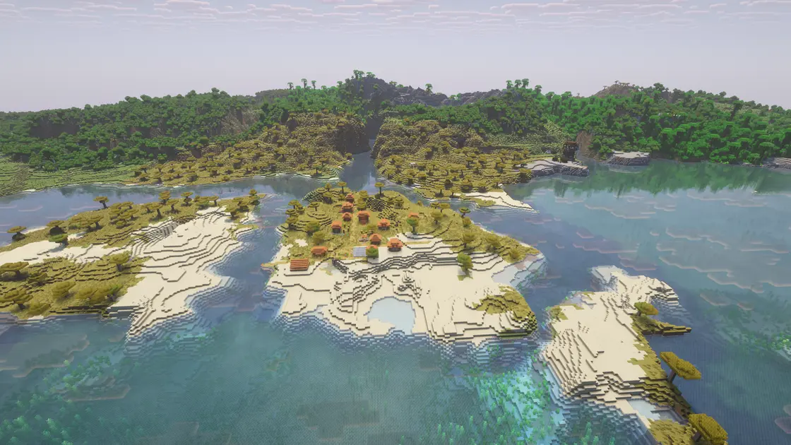 Vesnice, Pillager Outpost, Mineshaft a Trial Chambers hned u spawnu