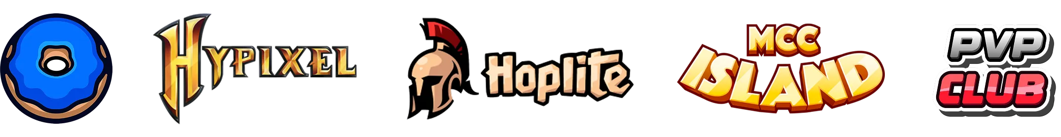 Logá nejpopulárnějších zahraničních Minecraft serverů: DonutSMP, Hypixel, Hoplite, MCPVP Club, MCC Island