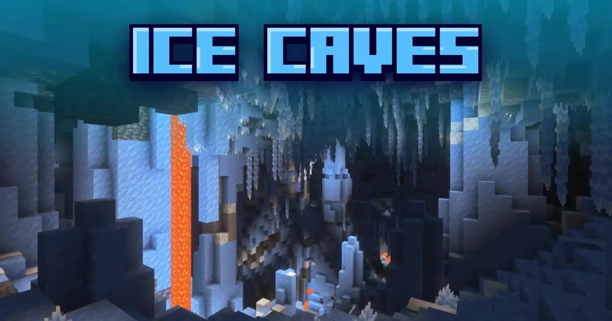 Ice Caves Minecraft: ledová jeskyně s krystaly, rampouchy a lávou