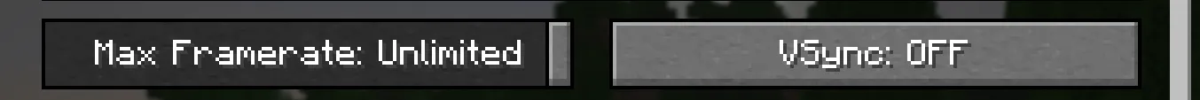 Minecraft nastavení Max Framerate Unlimited a VSync vypnutý