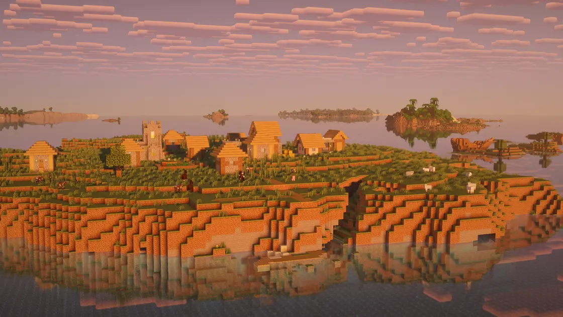 Spawn na ostrově s vesnicí uprostřed oceánu