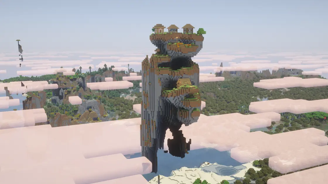 Létající vesnice v Minecraftu