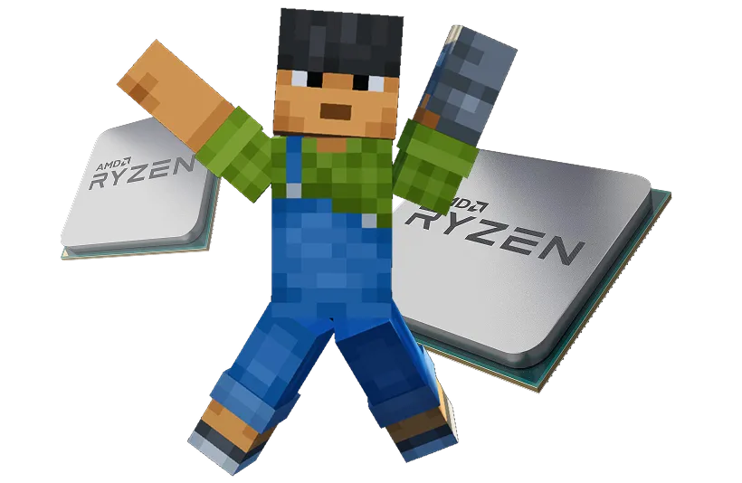 Minecraft postava s procesory AMD Ryzen