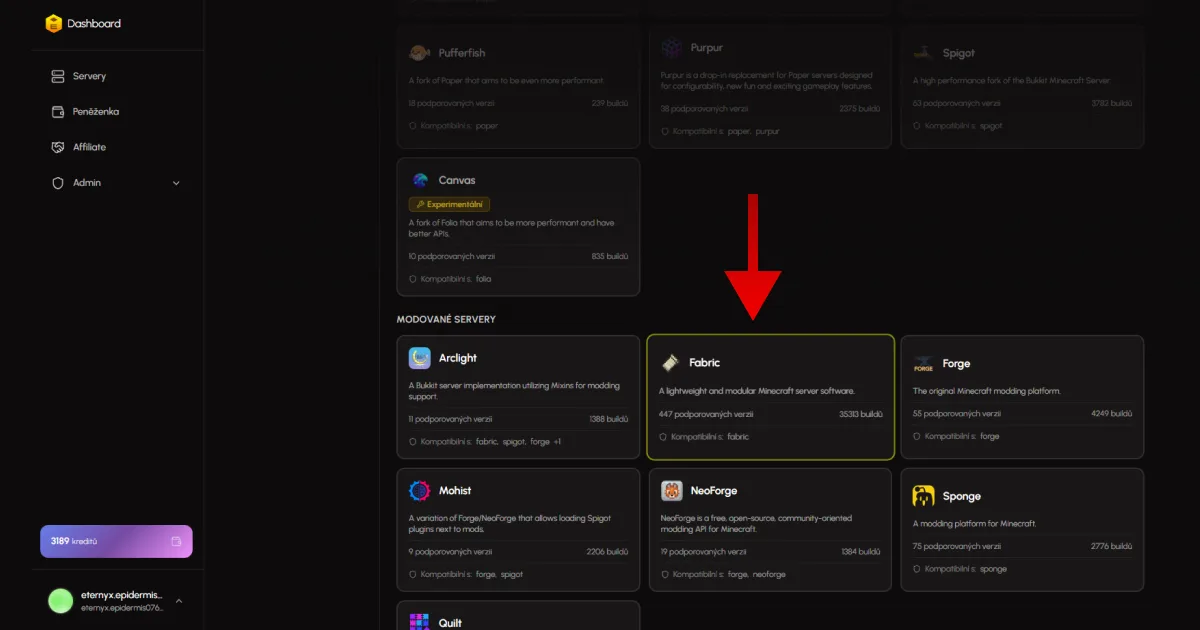 Výběr Fabric serverového softwaru pro Minecraft SMP