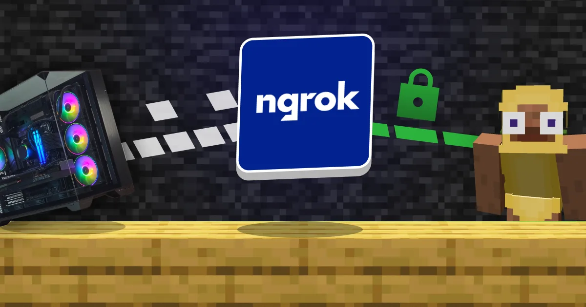 Schéma, jak ngrok propojuje váš počítač s Minecraft serverem a hráčem na internetu