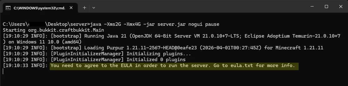 Oznámení o nutnosti akceptovat EULA